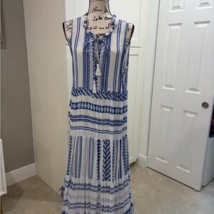 Japna Blue and White Patterned Maxi Dress or Beach Cover Up